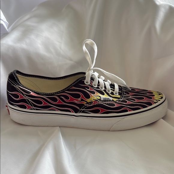 Vans Men's Black and Red Flame Sneakers - Picture 1 of 4